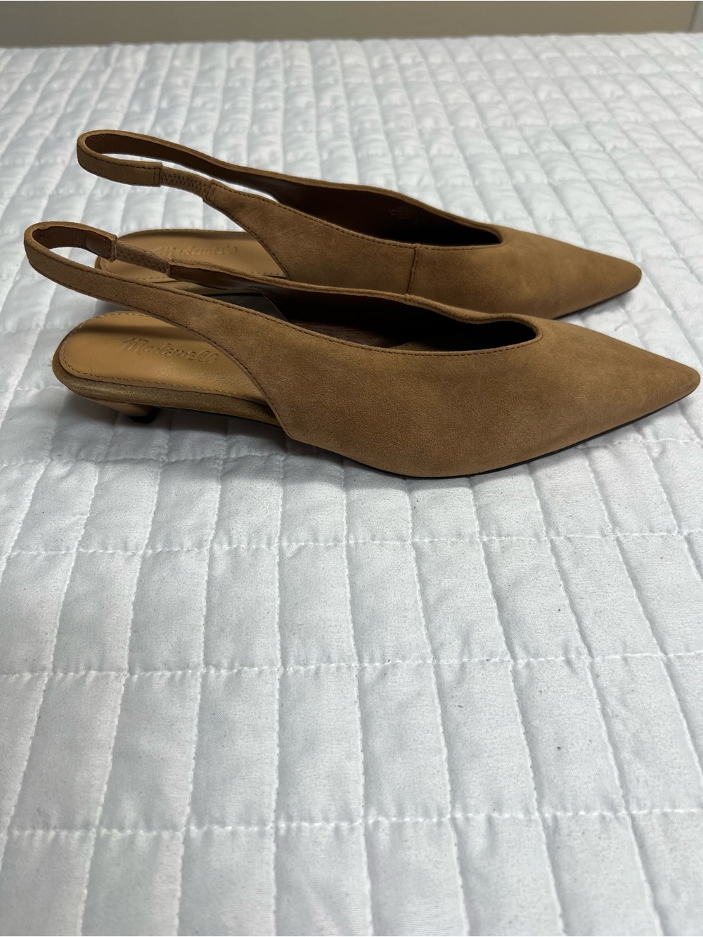 Madewell The Simone Kitten-Heel Slingback Pumps Dried Acorn Tan Suede Size 6.5 - Picture 5 of 11